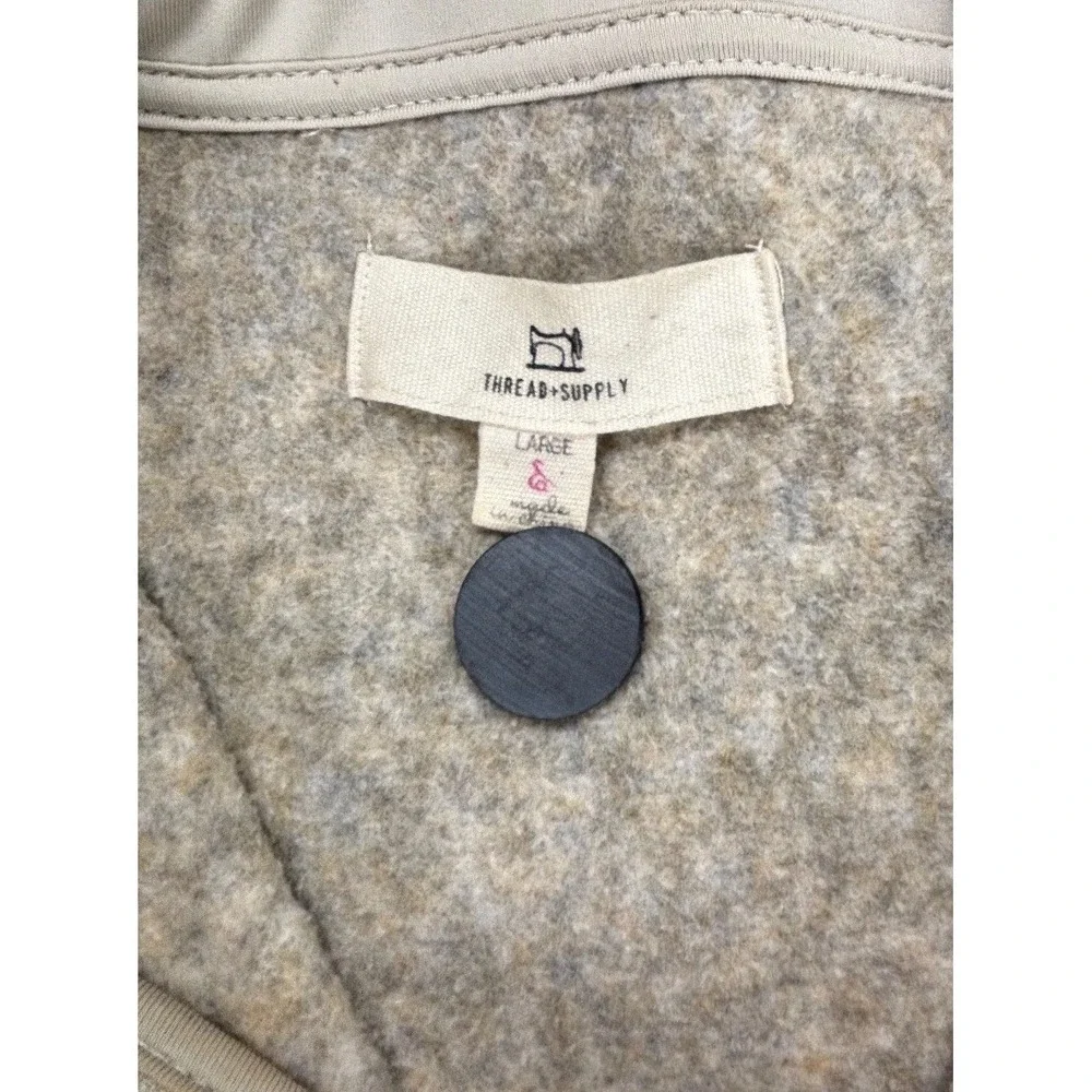 Thread & Supply Oatmeal Quarter Zip Fleece Pullover L Cozy Minimalist Outdoor - Picture 3 of 10